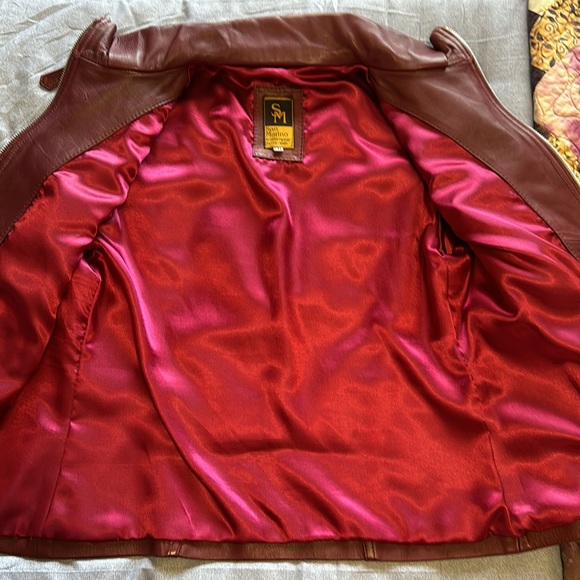 Burgundy Leather Jacket,San Marino Size Small. - Picture 4 of 7